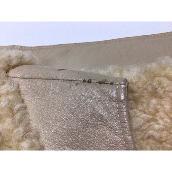 Vintage 1960’s Sherpa Leather Vest Al Thompson of Portland Men’s Beige Flaw M/L - Picture 13 of 15